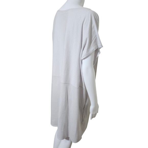 Eileen Fisher Gray/White Fine Organic Cotton Bateau NK Tunic LG - Picture 6 of 8